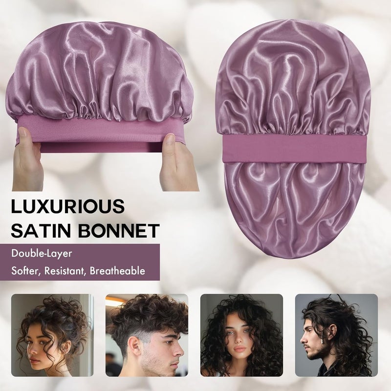 Doitory Store Satin Silk Bonnet for Sleeping, Double Layer Silk Sleep Cap for Men & Women, Soft Satin Lined Bonnet for Curly Hair - Image 2
